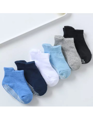 Non Slip Socks Combed Cotton set of 6 Pairs for Infant, Toddler, Kids, Anti Skid Socks 6M-5 Years size Boys
